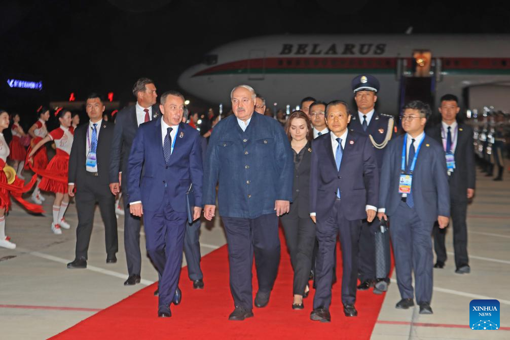 Belarusian president arrives for SCO Tianjin Summit