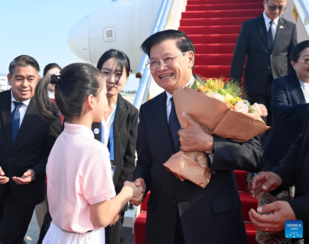 Lao president arrives in Tianjin for SCO Summit 2025